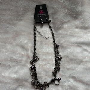 paparazzi Gunmetal Layered Necklace with Purple Beads